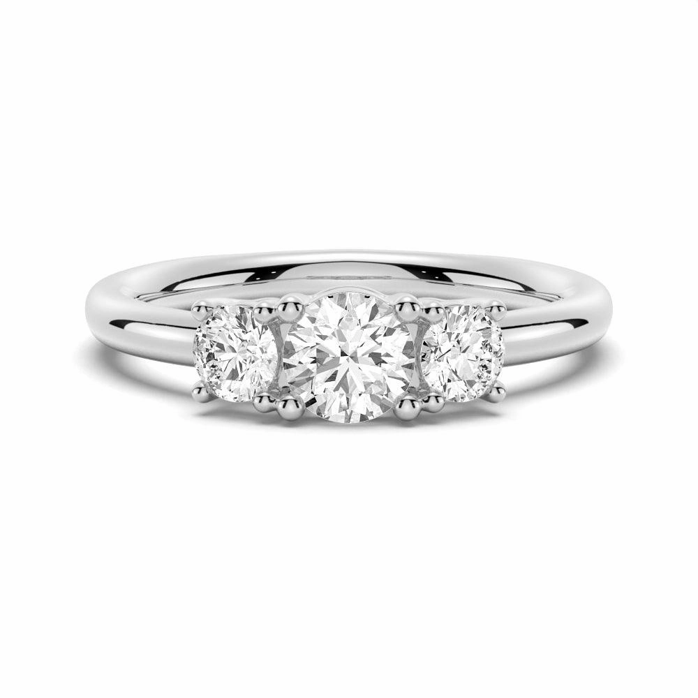 Bridesmaid Gift Round 3 Stone Shared Prong Moissanite Anniversary Band