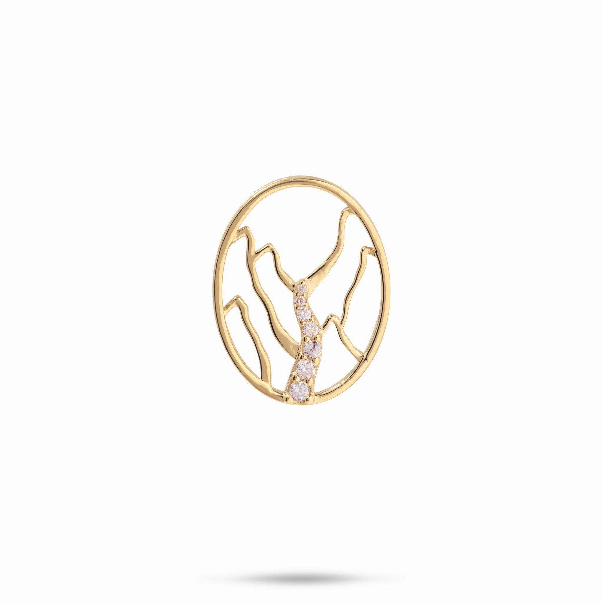 Charming Jewelry Pieces Accent Focus Ko?olau Waterfall Pendant in Gold with Diamonds - 20mm