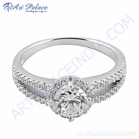 Personal Gift Stunning 925 Silver Ring with Beautiful Cubic Zirconia Gemstone