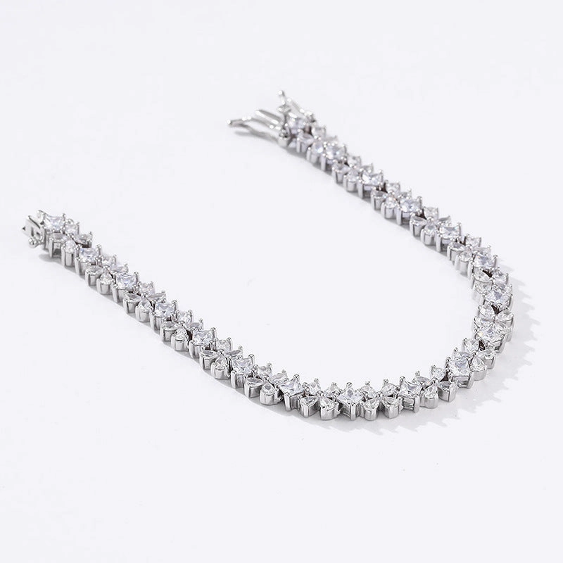 Mindful Addition Four Leaf Clover Diamond Flower Tennis Bracelet | S925