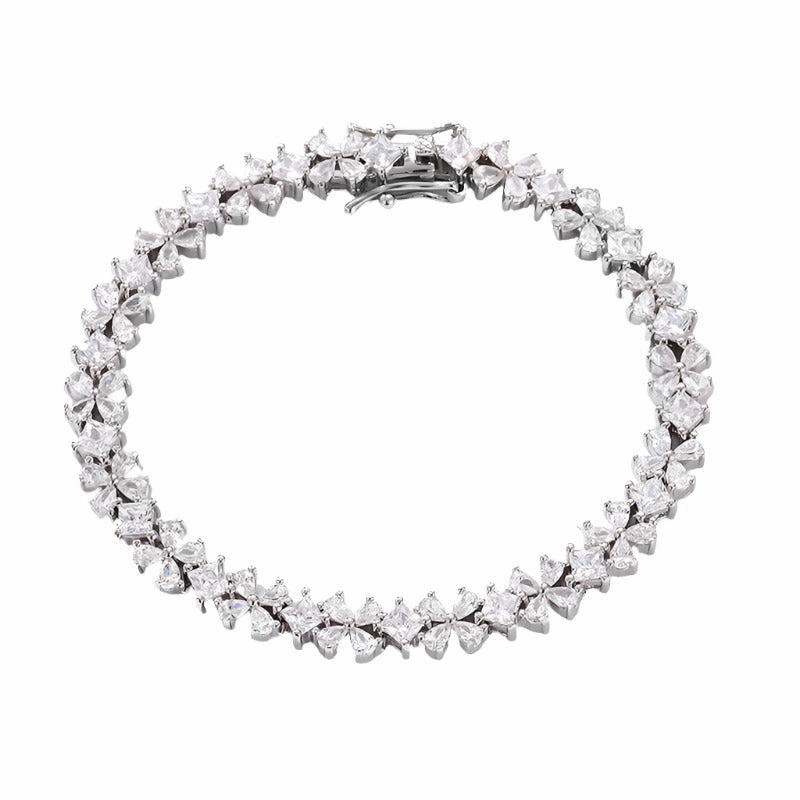 Four Leaf Clover Diamond Flower Tennis Bracelet | S925 On-Trend Picks Brand New View