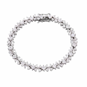 Neutral palette Dramatic Touch Four Leaf Clover Diamond Flower Tennis Bracelet | S925