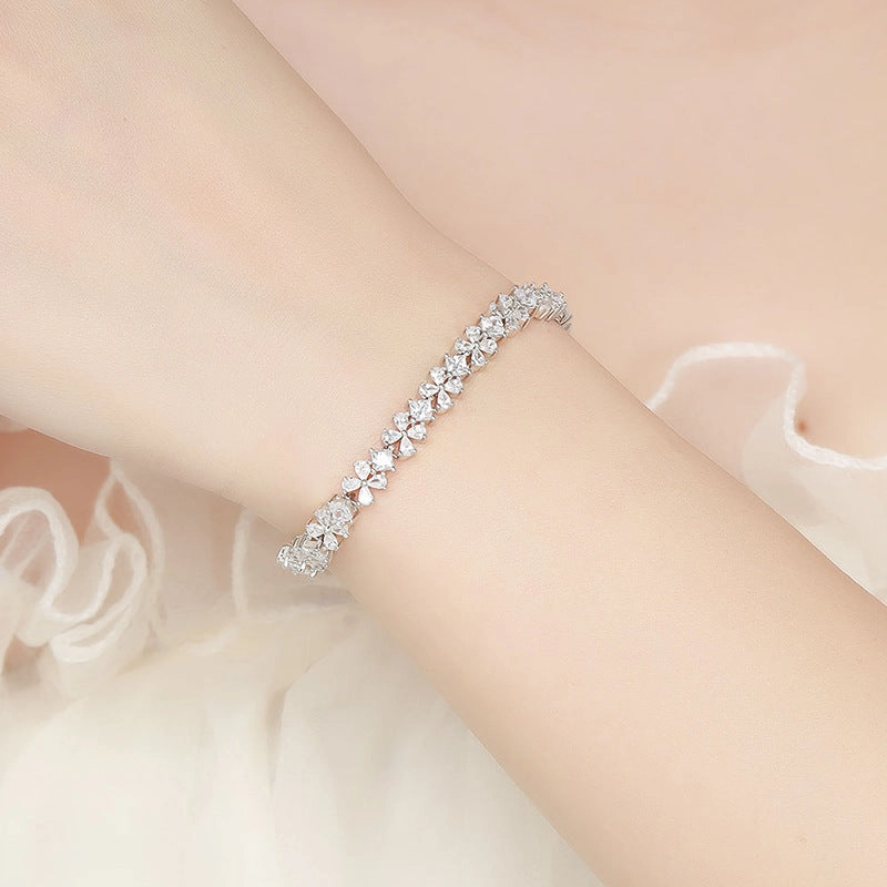 Four Leaf Clover Diamond Flower Tennis Bracelet | S925 Graceful Shape