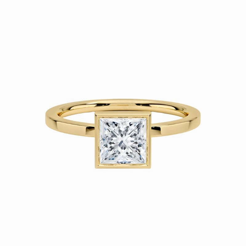 Brilliant Accessory 1 Carat Princess Square Cut Bezel Ring | S925 | Moissanite