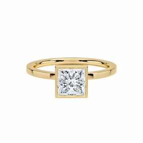 1 Carat Princess Square Cut Bezel Ring | S925 | Moissanite Gift Box