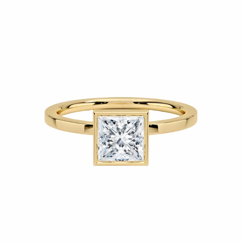 1 Carat Princess Square Cut Bezel Ring | S925 | Moissanite Distinctive Edge