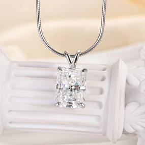 Louily Moissanite 4.5 CT Radiant Cut Pendant Necklace Timeless Embellishments Romantic Gesture