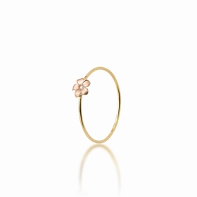 Premium Accent Plumeria Ring in Two Tone Gold with Diamond - 5mm