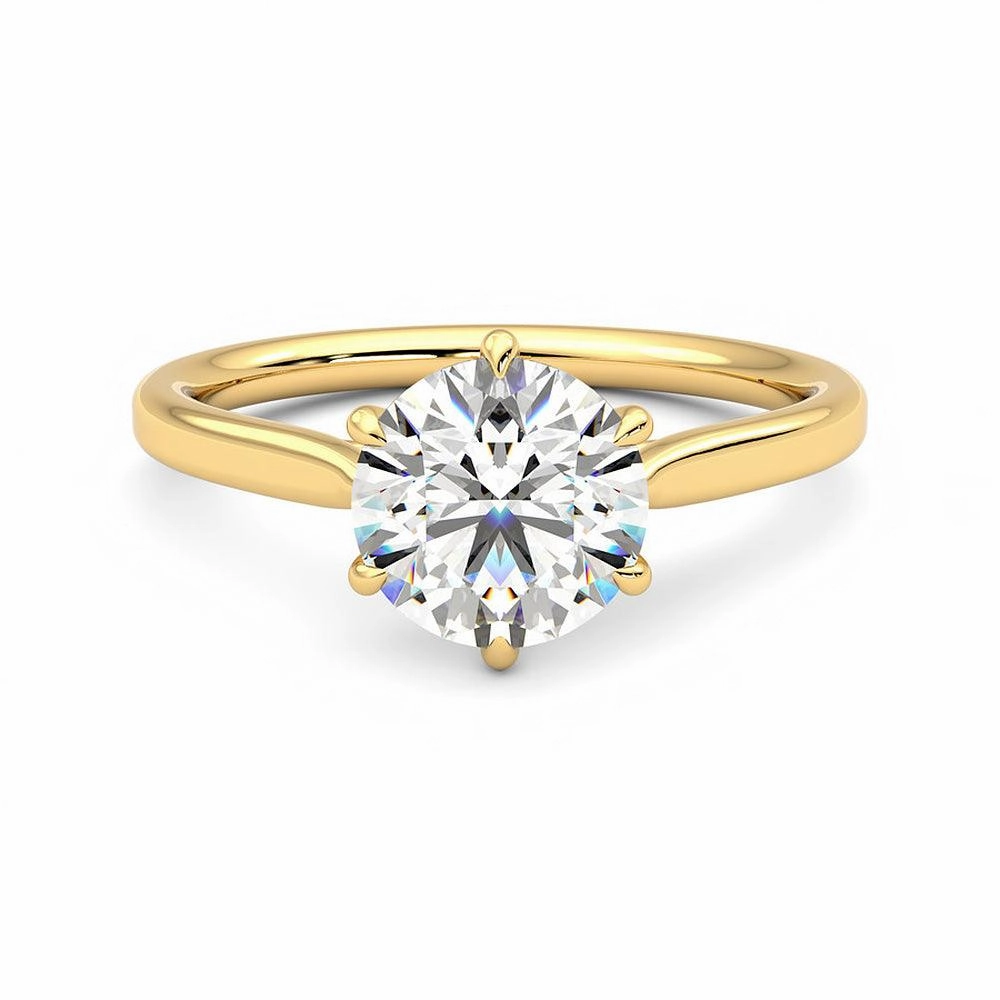 Glow Piece Classic Six Prong Moissanite Engagement Ring with Hidden Anniversary Stone Accent