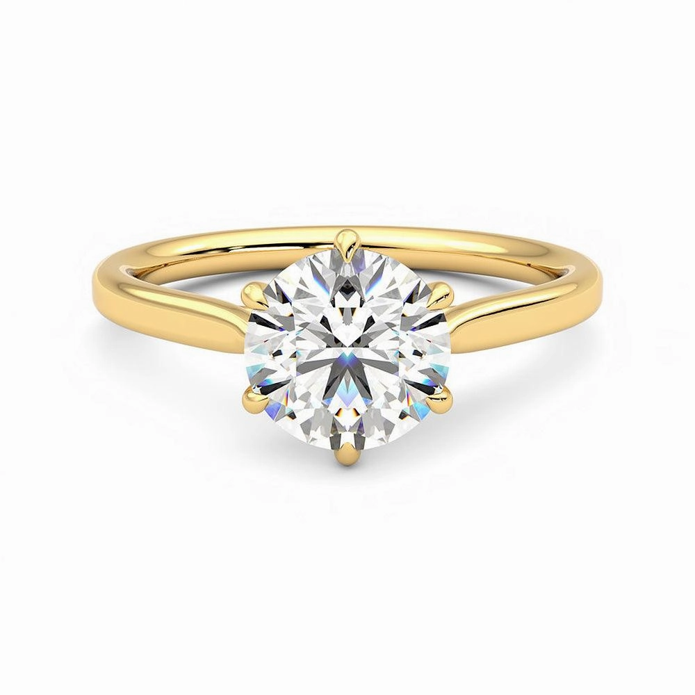 Classic Six Prong Moissanite Engagement Ring with Hidden Anniversary Stone Accent Clean Accent Urban Highlight
