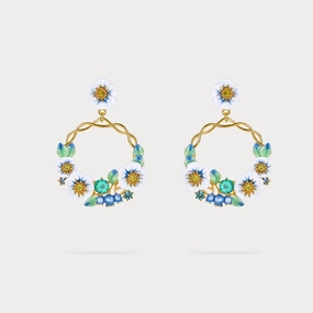 Textured Layers Radiant Finish Blueberry Dangle Hoop Earrings