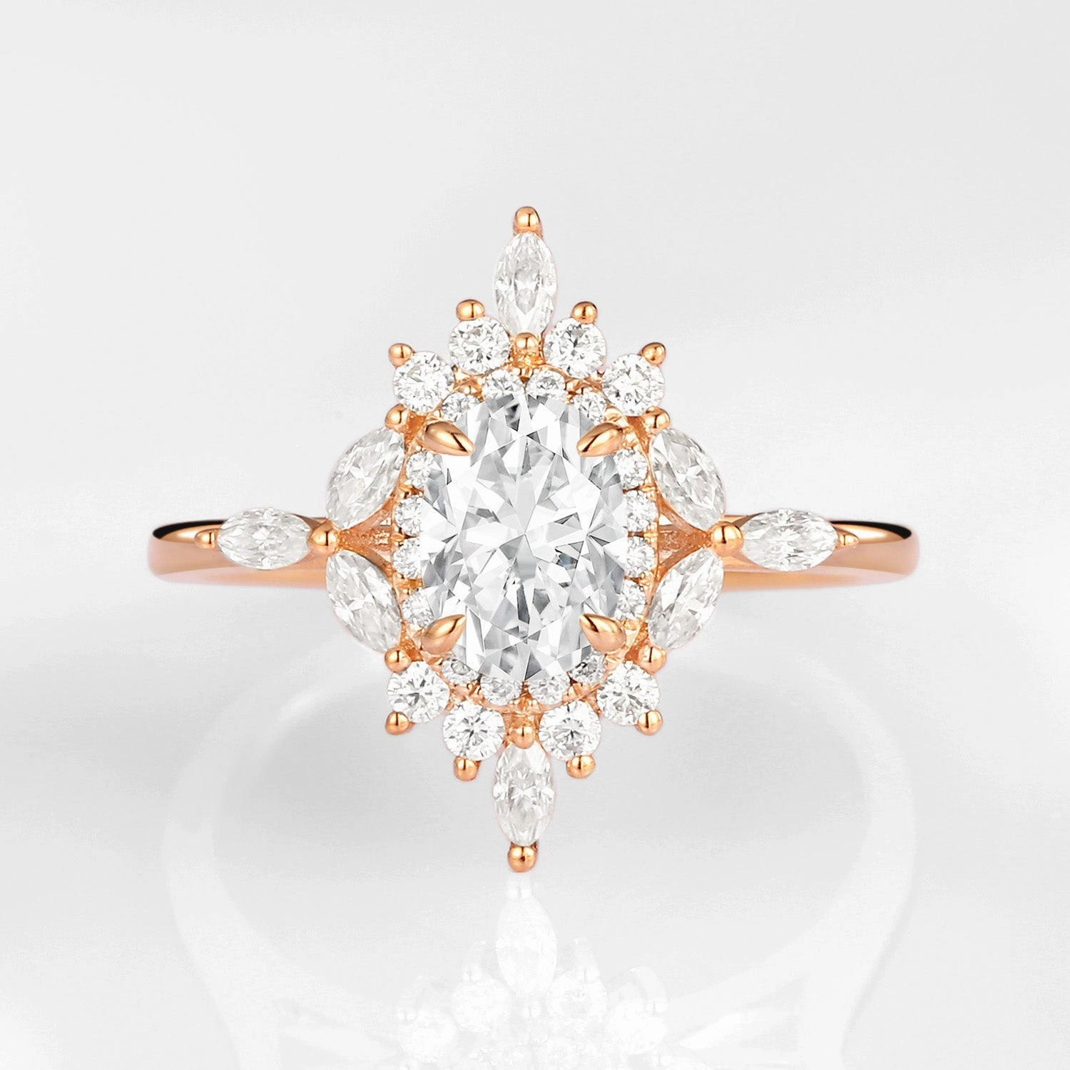 Radiant Radiance 1.0ct Oval Moissanite Floral Vintage Engagement Ring