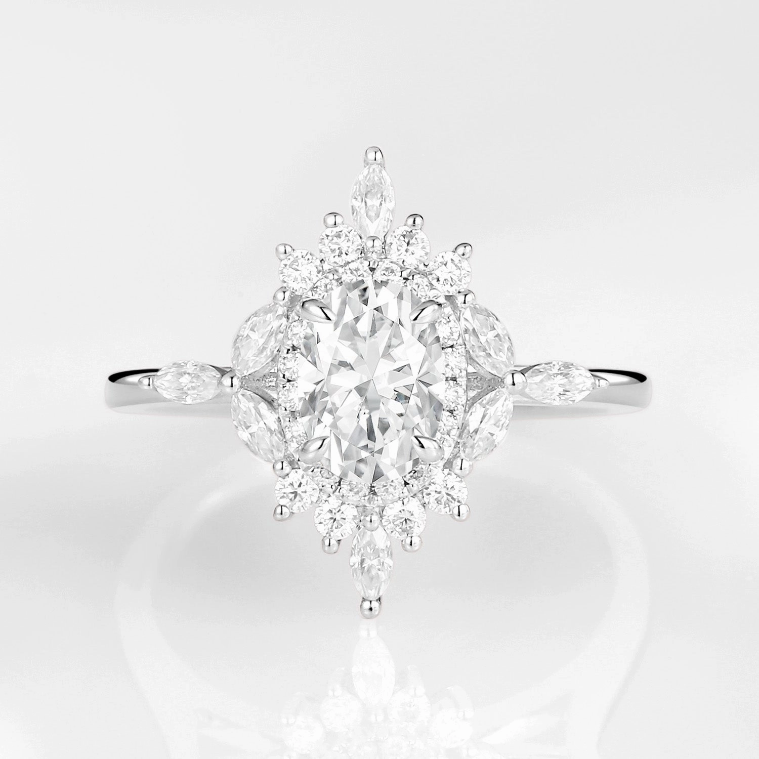 1.0ct Oval Moissanite Floral Vintage Engagement Ring Special Edition Alluring Touch