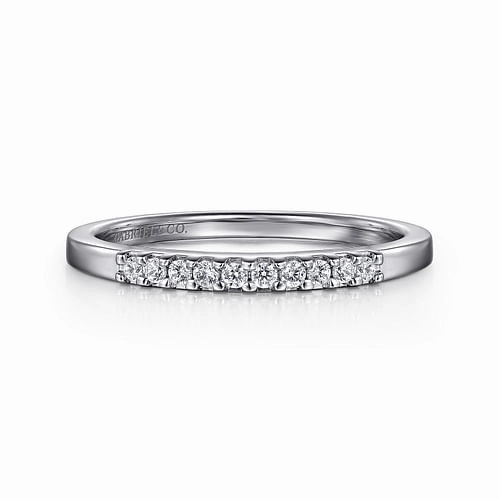 Modern Statement Strong Craft Manila - 14K White Gold 11 Stone Shared Prong Diamond Wedding Band