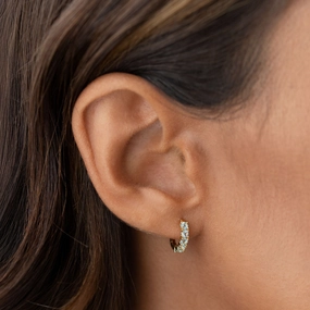 Durable piece March Birthstone Huggie Earrings - Blue Topaz