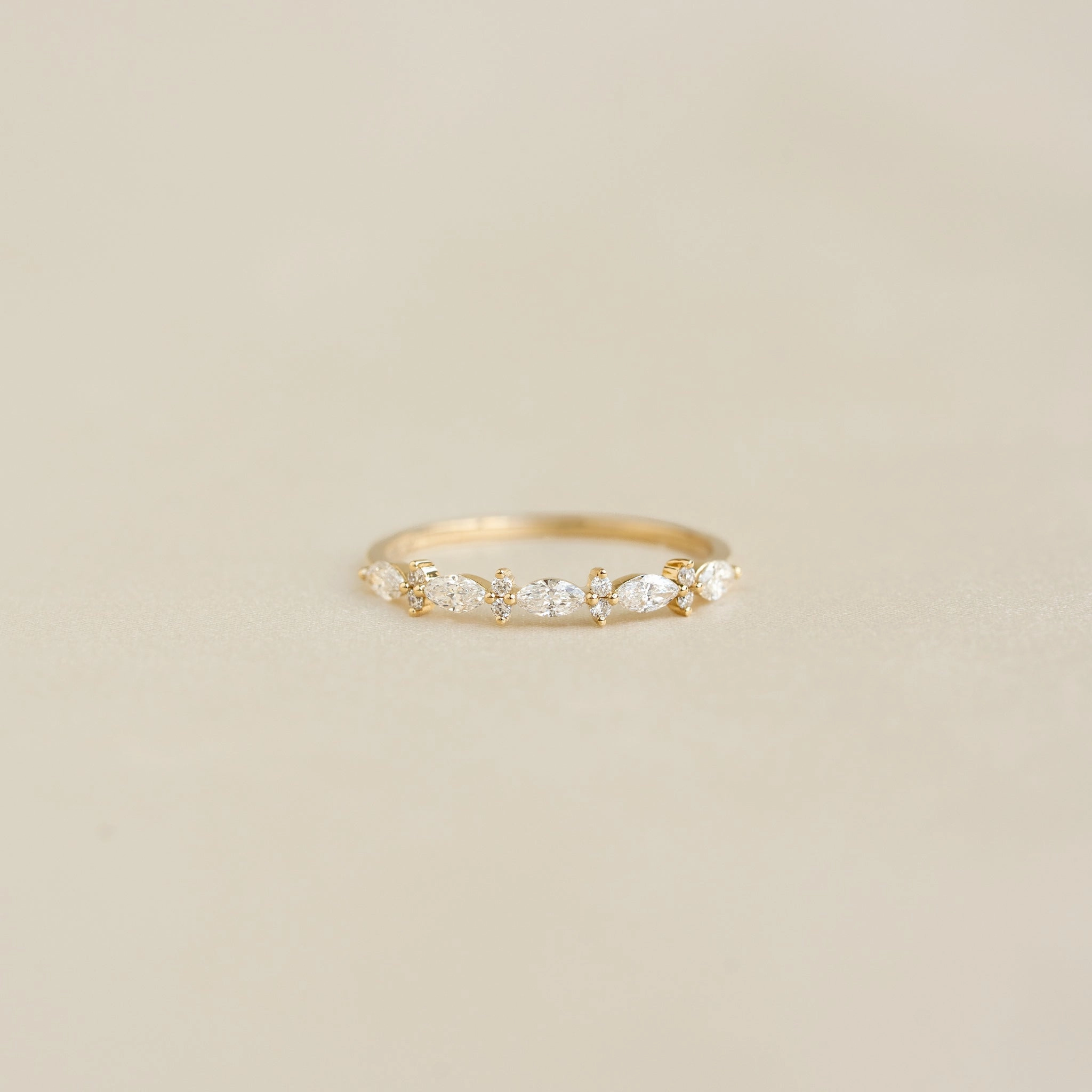 Rich Detailing Luxury Contour Marquise and Round Diamond Ring - Aurelia