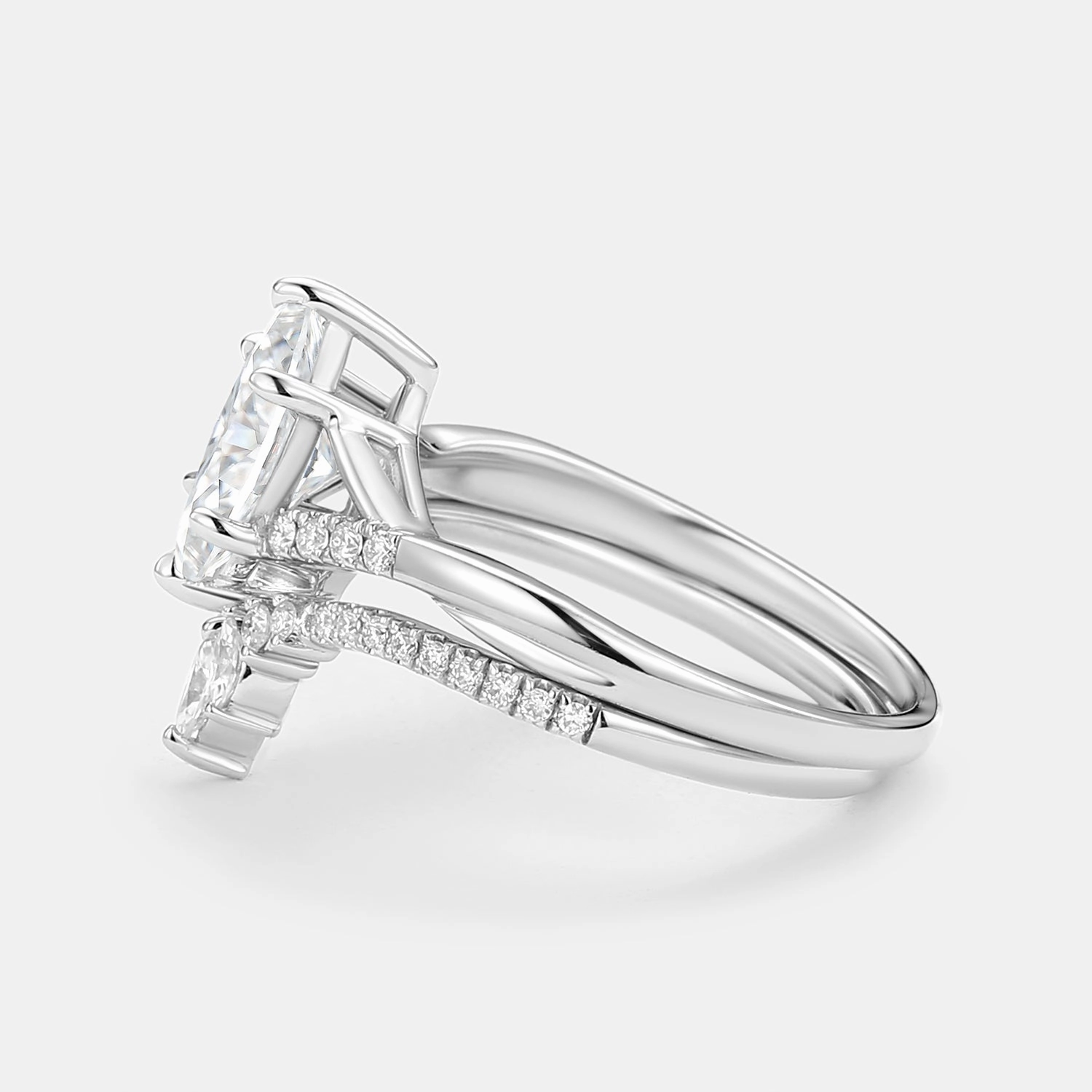 Polished Mood Marquise Cut Moissanite Ring Set 2pcs - Astra