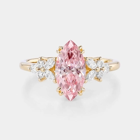 Marquise Lab Pink Diamond Cluster Engagement Ring - Arbor High Class Classic Choice