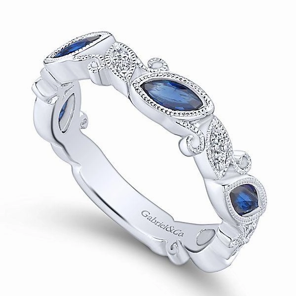 Marquise Shaped Diamond And Sapphire Ring .73 Cttw 14K Gold Effortless Fit Exclusive Appeal
