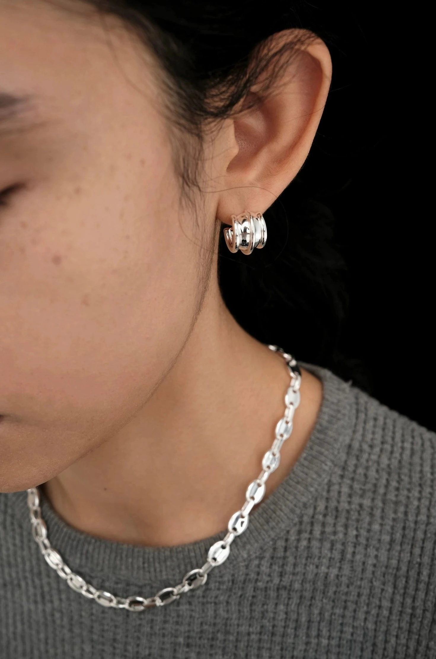 Casual Decoration Elegant Detail Martha Rib Stud Earrings Gold/Silver