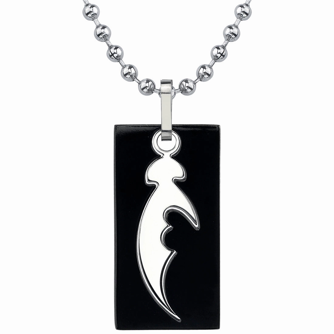 Titanium Cutout Dog Tag Tribal Blade Pattern Pendant boho vibe Timeless Jewelry