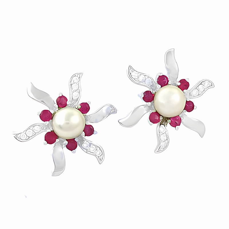 Stunning Pearl & Cubic Zirconia Gemstone Silver Earrings Polished Selection Durable Ornament