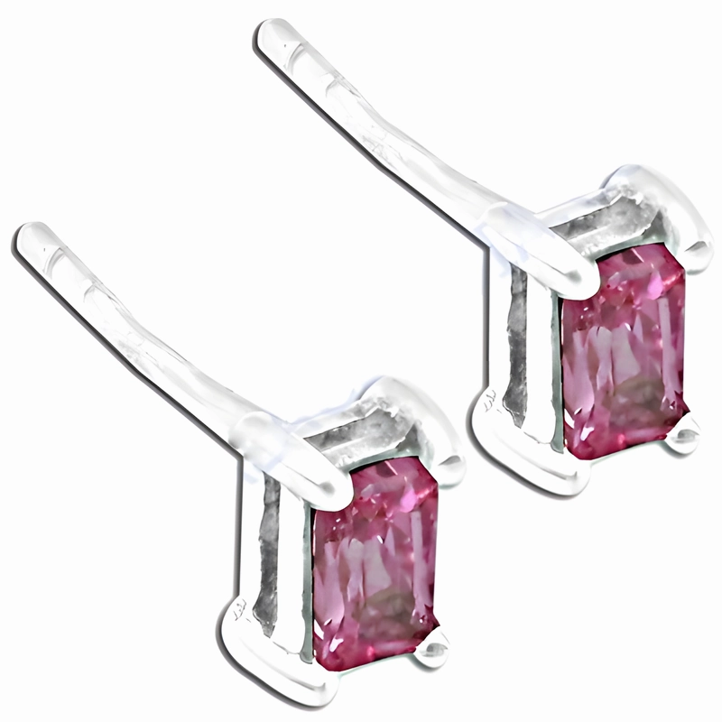 High-Quality Choice Stunning Pink Cubic Zirconia Silver Earrings - Elegant Jewelry for Any Occasion