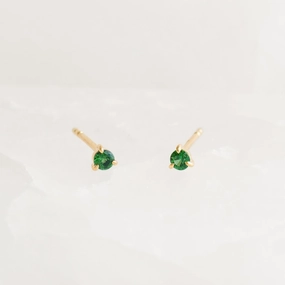 Radiant Aesthetic May Birthstone Stud Earrings 14k Gold - Tsavorite