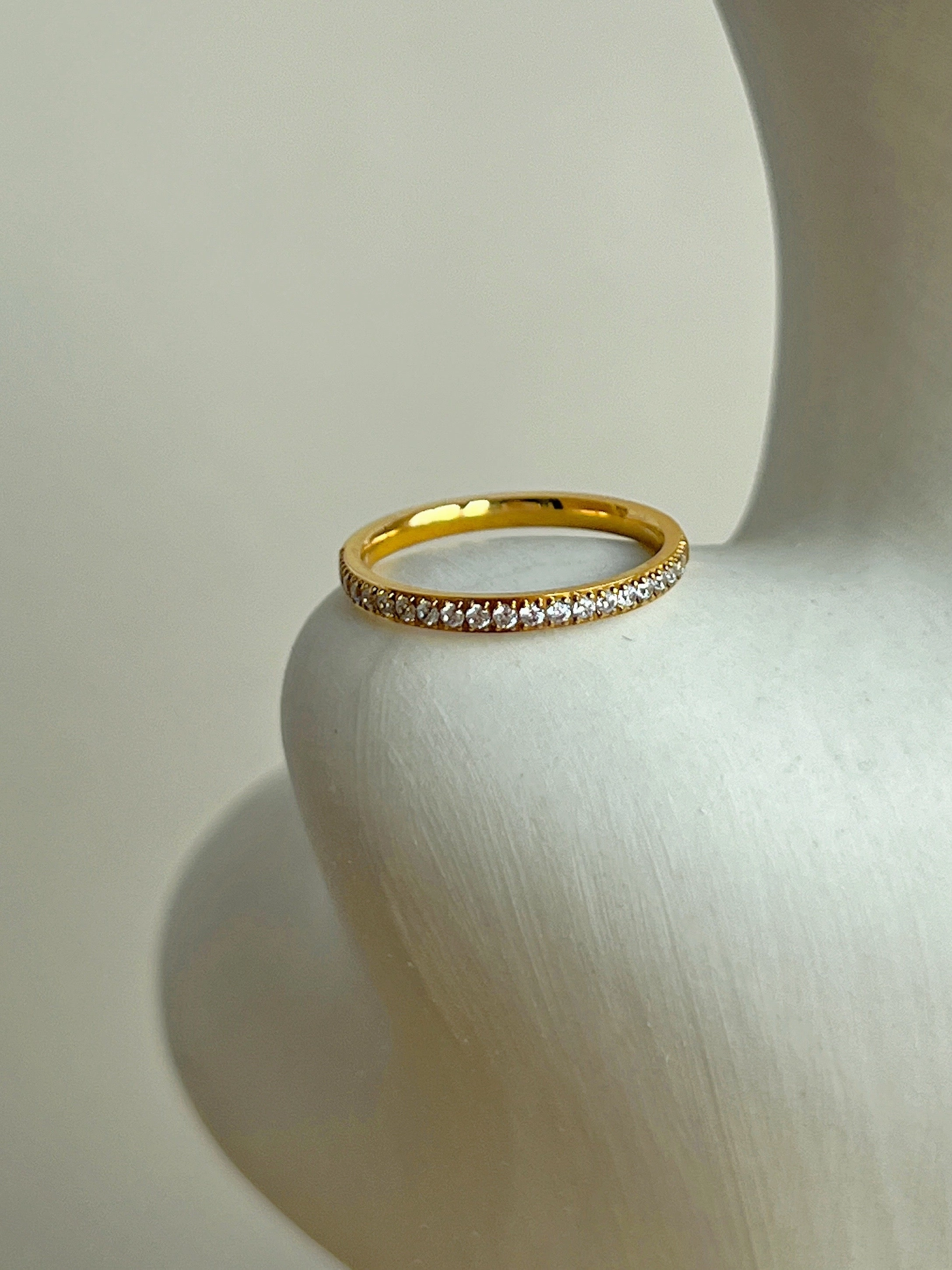Maya Zirconia Stacking Ring 18K Gold Relaxed Style Durable Style