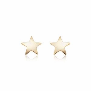 Shiny Features Medium Star Stud Earrings 14K Yellow Gold