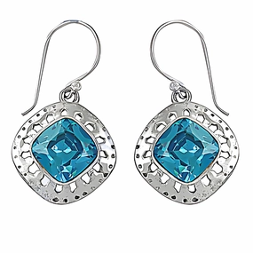 Beautiful Ornament Gorgeous Choice Handmade 925 Silver Earrings with Blue Cubic Zirconia Gemstone - CZ Silver Earrings