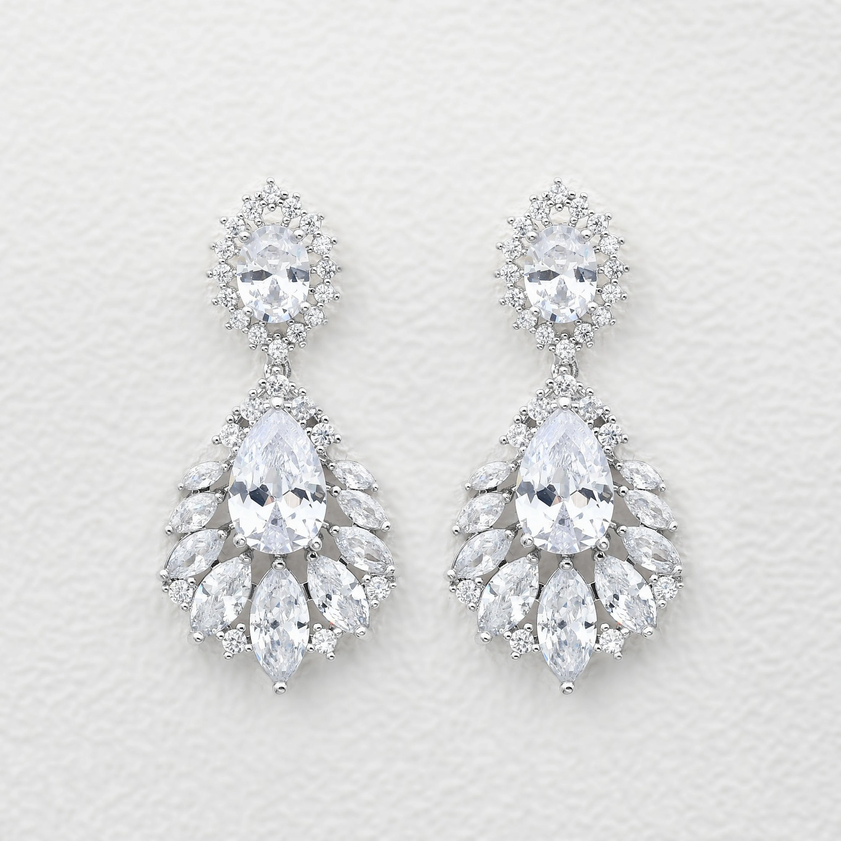 Oversized Jewelry Felicegals Stimulated Diamond Pear Drop Earrings