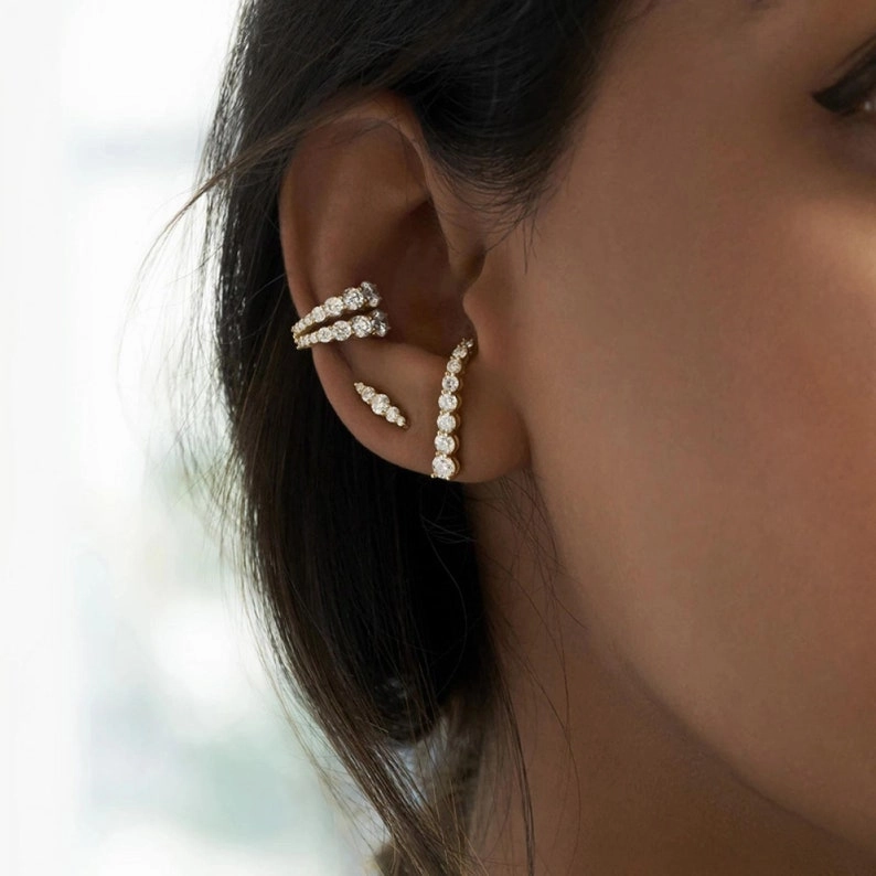 1/2/3 Row Graduated Zirconia Ear Cuffs Elegant feature Dainty Item