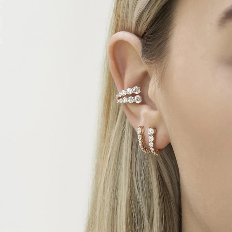 1/2/3 Row Graduated Zirconia Ear Cuffs Oversized Piece