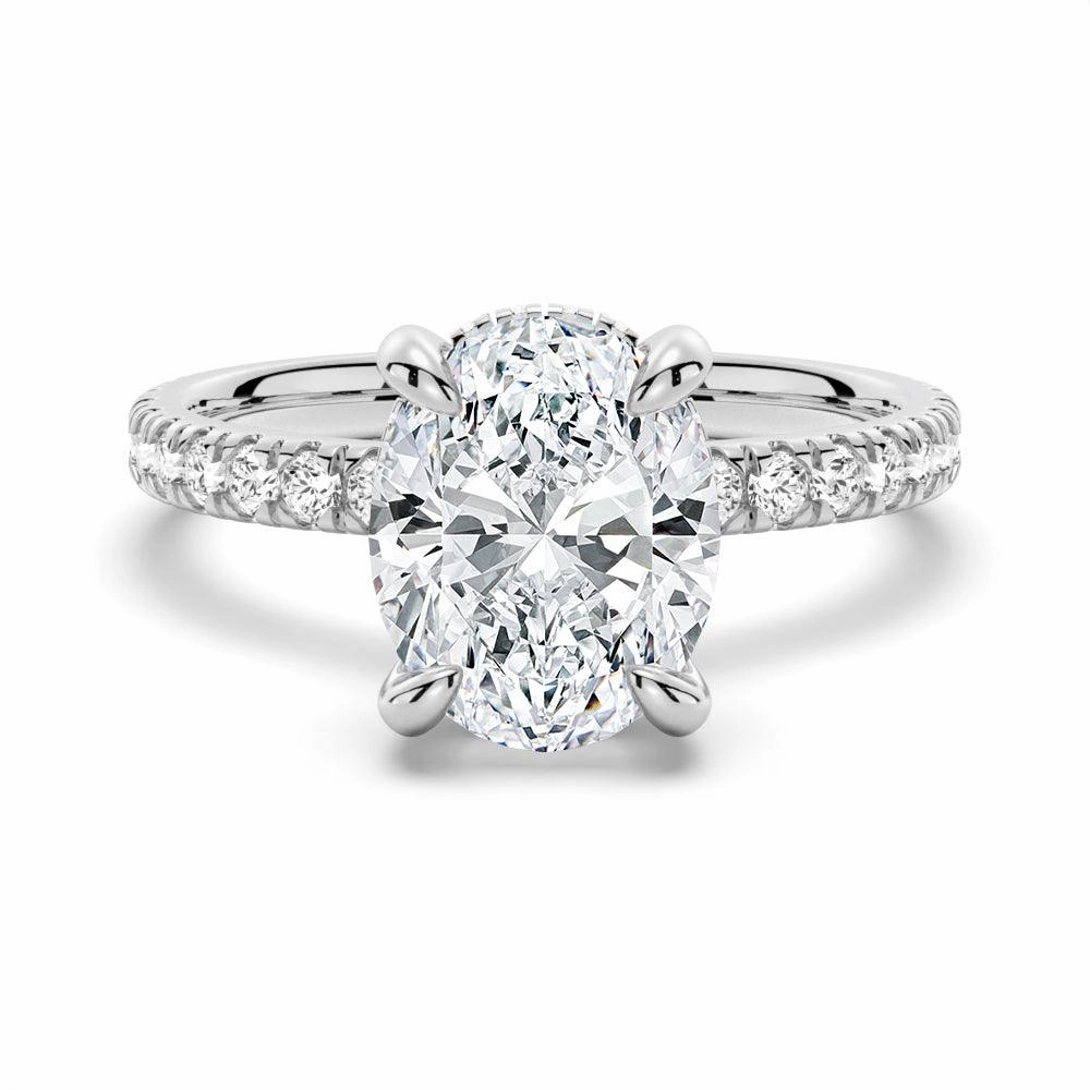 Youth Set Micropav?? Oval Moissanite Engagement Ring With Hidden Halo