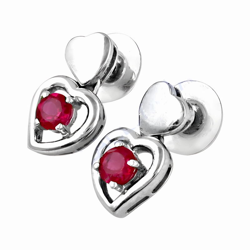 Romantic Red Cubic Zirconia Heart Style Silver Earrings Trendy Ornament