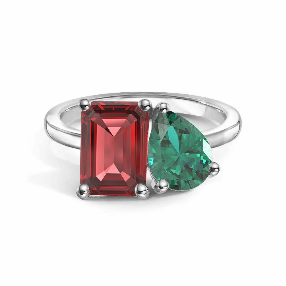 Urban Flair Toi et Moi Personalized Ruby Birthstone Anniversary Ring