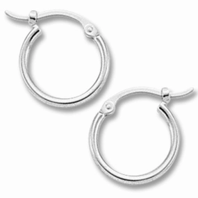 Gloss Touch Bridal Style Hoop Earrings 14K White Gold 12mm | Mullen Jewelers