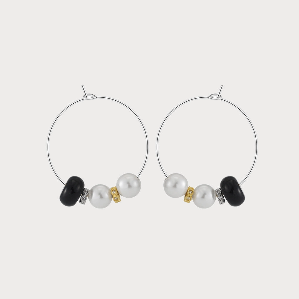 Pearl Agate Hoop Earrings Gleaming Charm