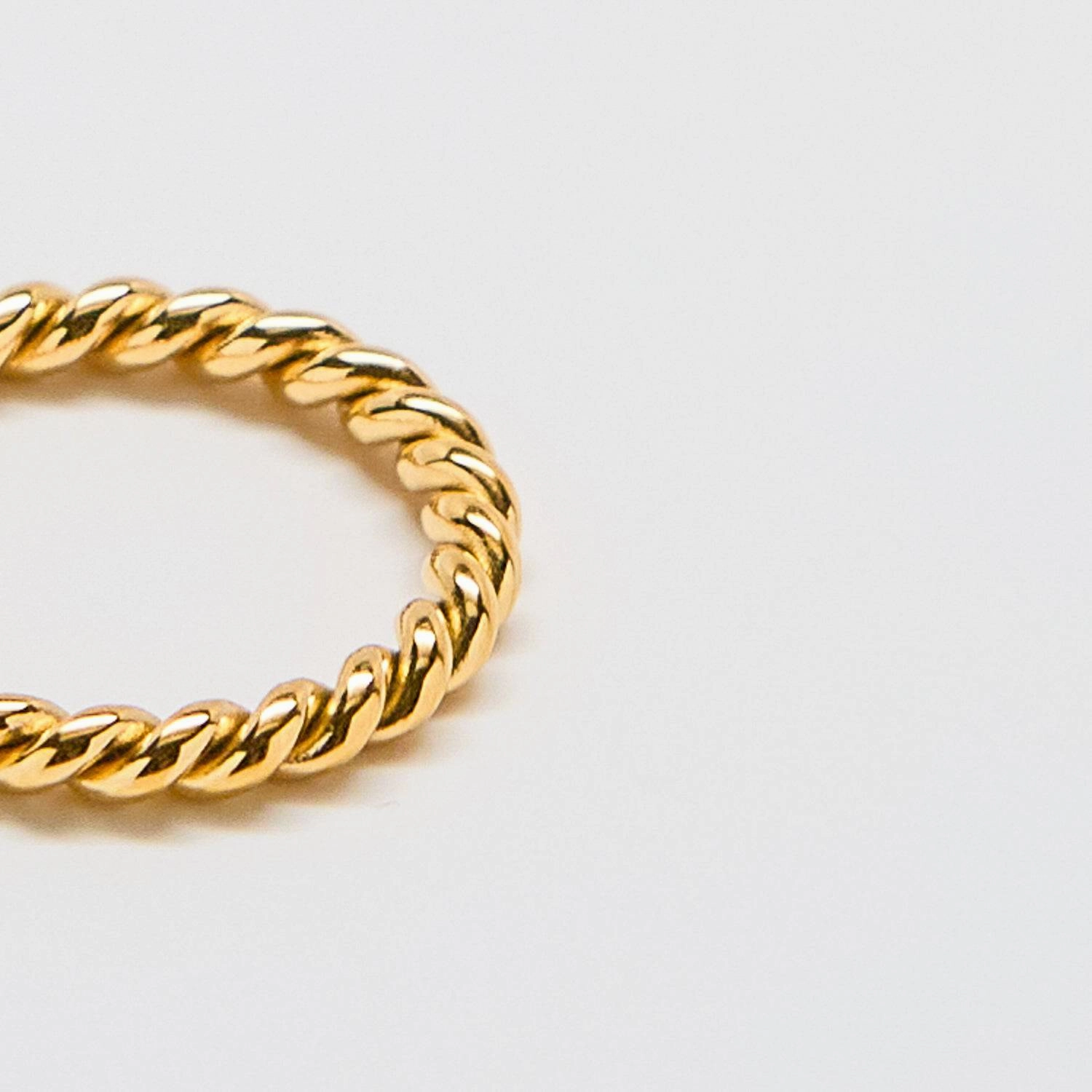 Gold Medium Rope Twist Stacking Ring Petite Glam