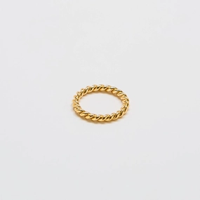 Urban Touch Lustrous Feature Gold Medium Rope Twist Stacking Ring