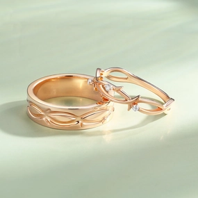 Special Look Minimalism Twig Moissanite Couple Ring Set 2pcs - Vein