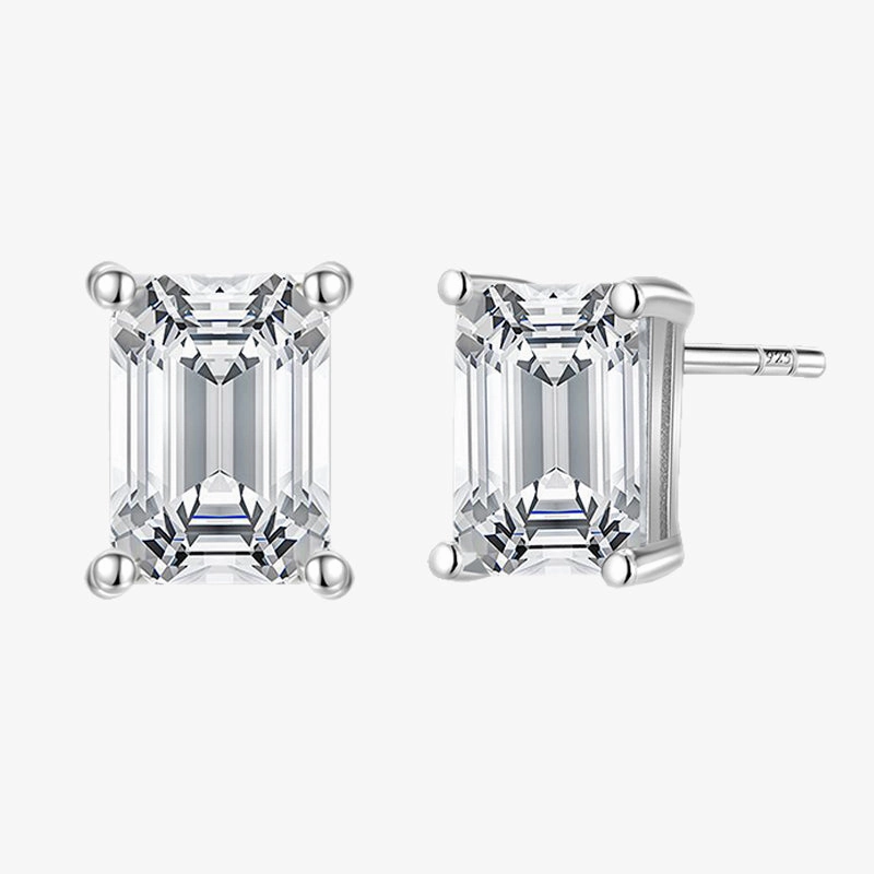 Sterling Silver 1CT Cubic Zircon Post Earrings Effortless Style Beauty Fit