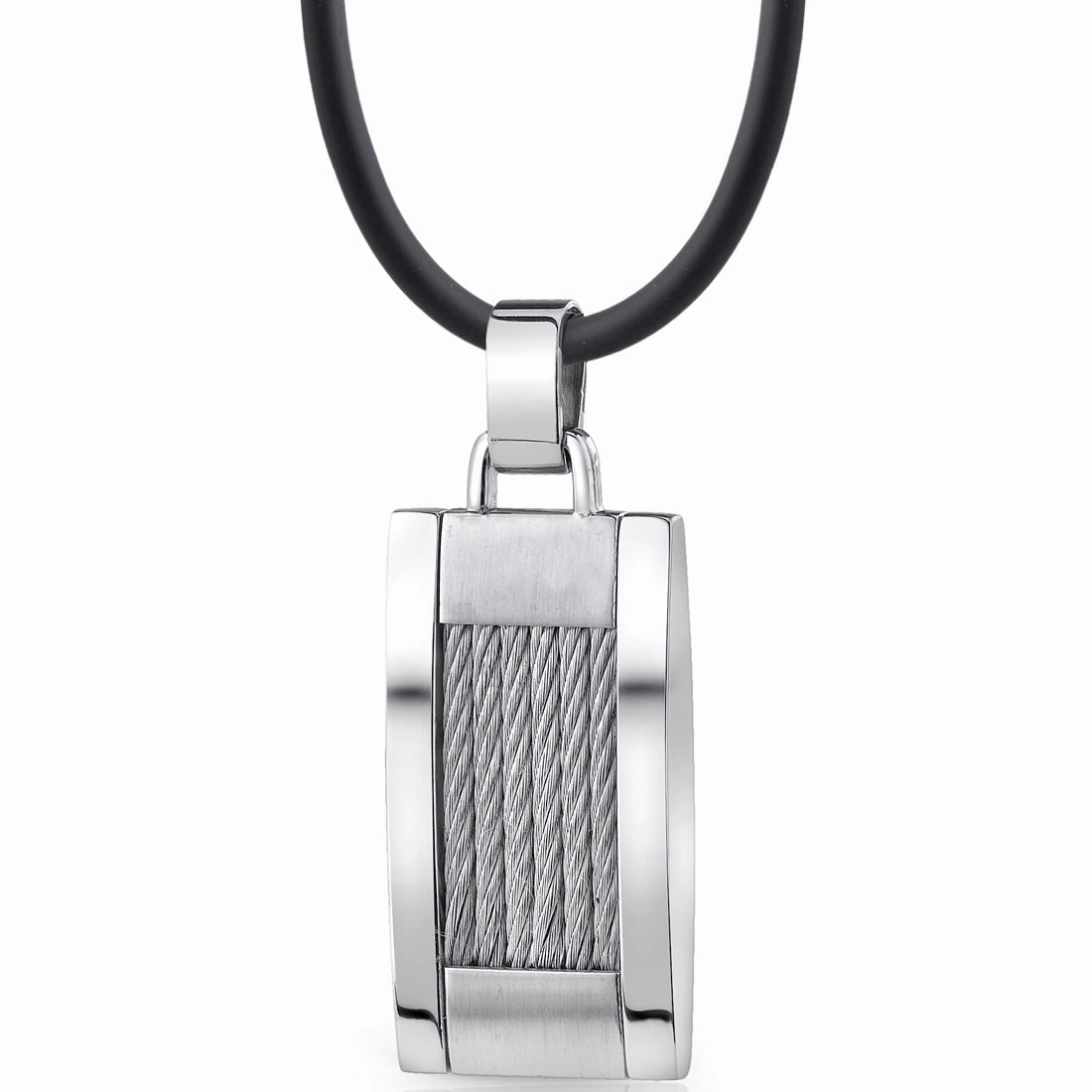Fashion Hit Glittering Item Stainless Steel Twisted Cable Dog Tag Bar Pendant
