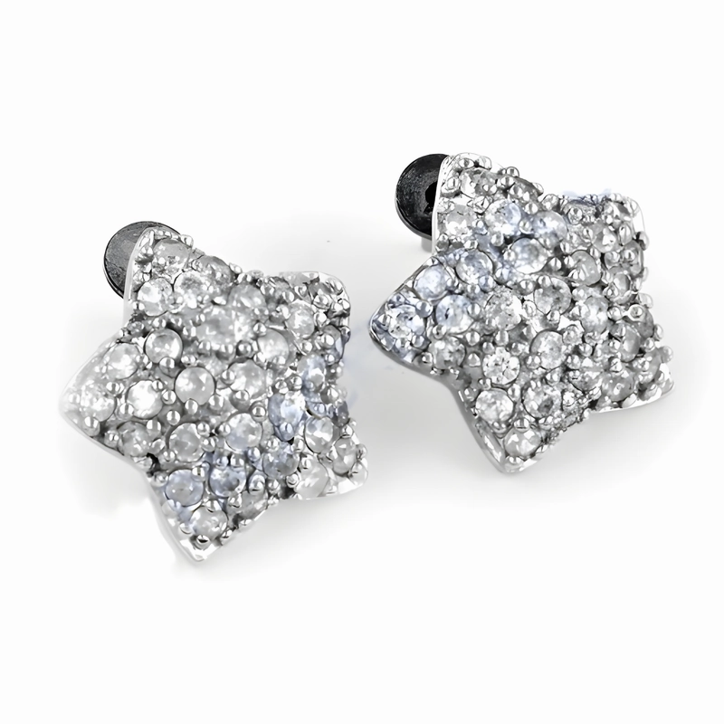 Charming Star Silver Stud Earrings with Cubic Zirconia - Elegant Jewelry premium design