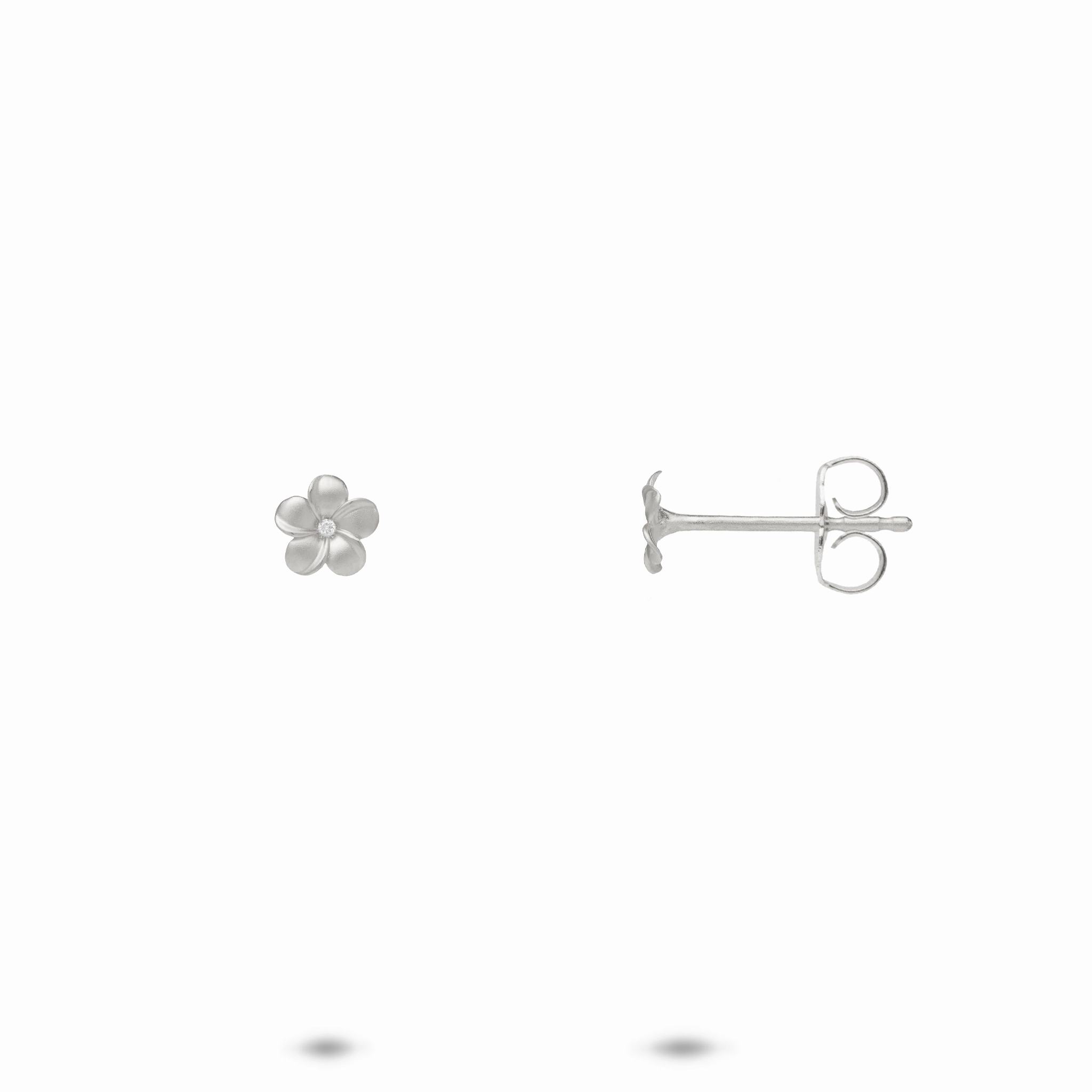 Plumeria Earrings in White Gold with Diamonds - 5mm Business Accessory