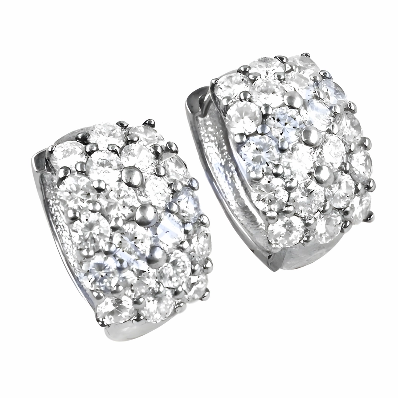 Elegant Accent Square Ornament Stunning Fashionable Cubic Zirconia Gemstone Silver Earrings