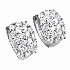 Elegant Accent Square Ornament Stunning Fashionable Cubic Zirconia Gemstone Silver Earrings