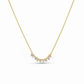 Mixed Diamond Curved Bar Necklace Glamourous Piece