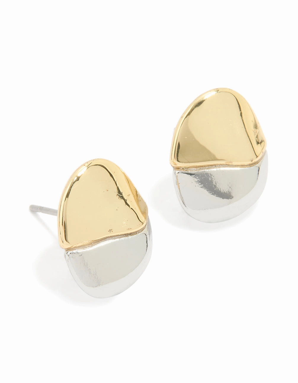 Mixed Metal Plated Brass Mini Pebble Stud Earrings Effortless Match Smooth Finish